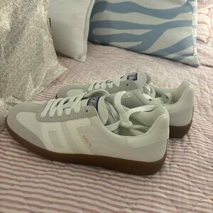 Retro White and Brown Sneakers